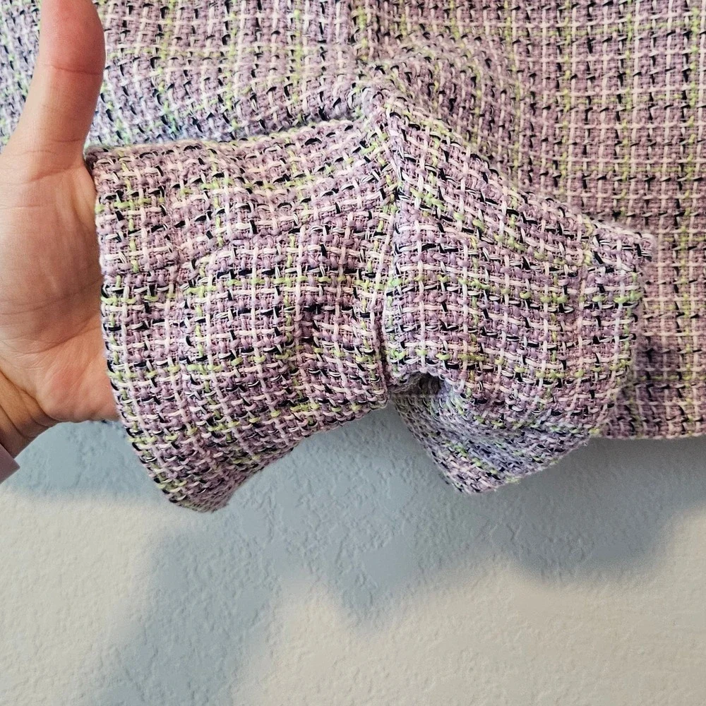 Loft Purple Lime Green Tweed Boucle Shorts High Rise Women's Size 14 Preppy